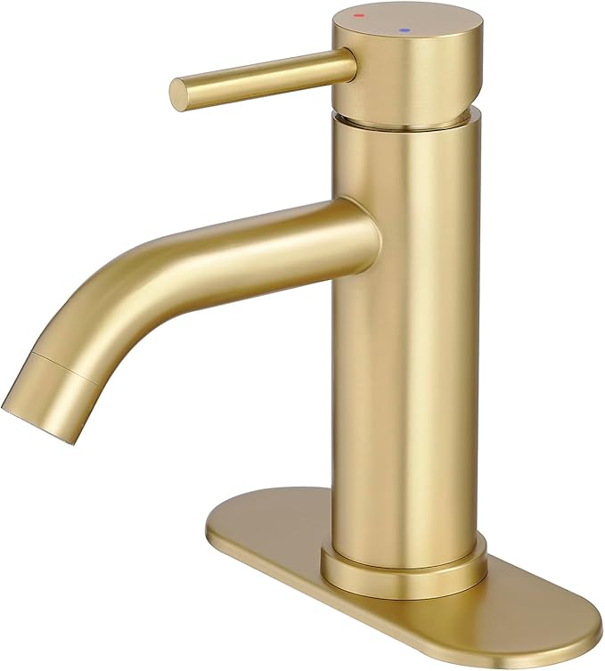 Brushed gold bent pipe faucet